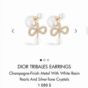 Dior Gold Earrings with White Pearls
